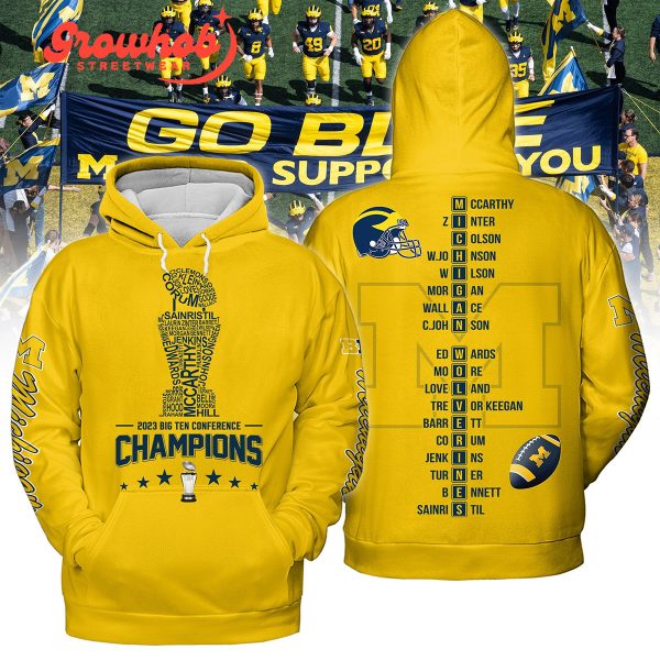 2023 Michigan Wolverines Big 10 Conference Champions Yellow Version Hoodie Shirts