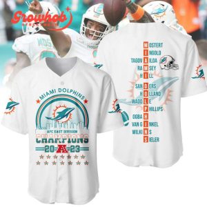 2023 AFC Champions Miami Dolphins Baseball Jersey White