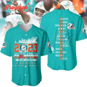 2023 AFC East Division Champions City Miami Dolphins Green Baseball Jersey