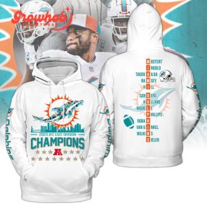 Miami Dolphins AFC East Division Champions 2023 White Baseball Jersey