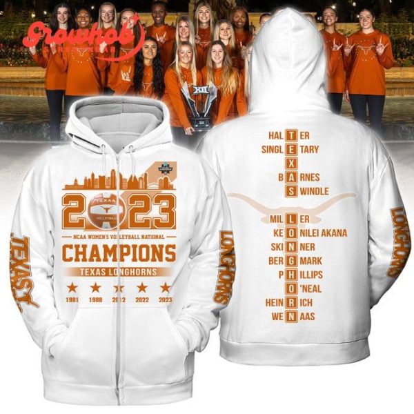 2023 Texas Longhorns NCAA Volleyball Champions White Design Hoodie Shirts