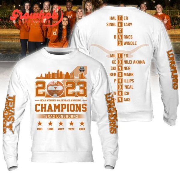 2023 Texas Longhorns NCAA Volleyball Champions White Design Hoodie Shirts