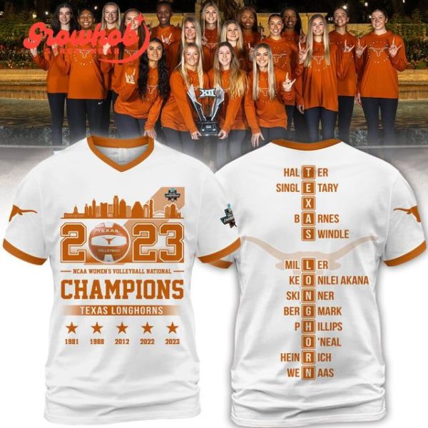 2023 Texas Longhorns NCAA Volleyball Champions White Design Hoodie Shirts