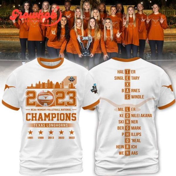 2023 Texas Longhorns NCAA Volleyball Champions White Design Hoodie Shirts