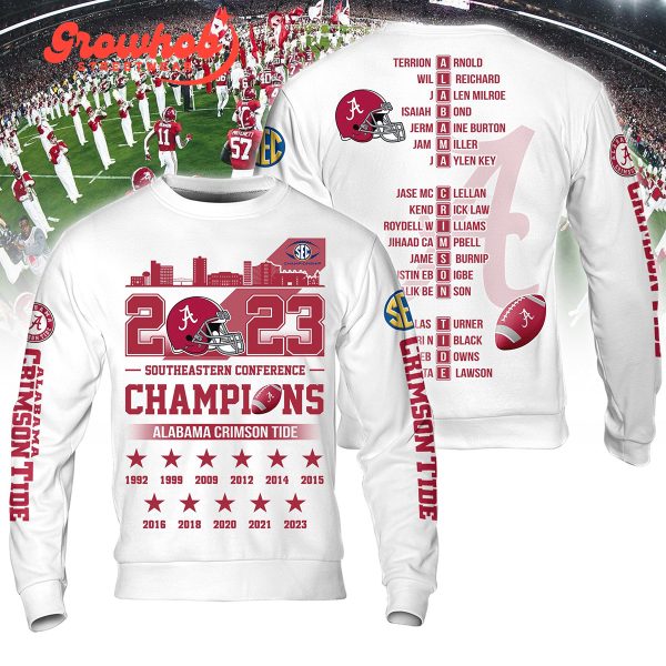 Alabama Crimson Tide 2023 Southeastern Conference Champions White Version Hoodie Shirts