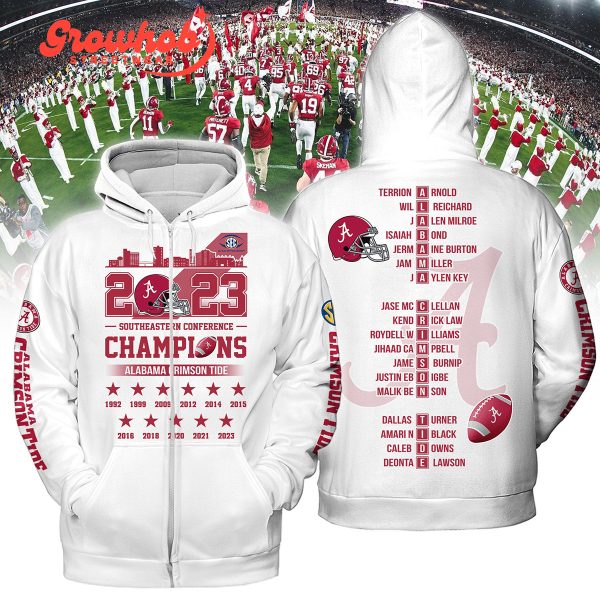 Alabama Crimson Tide 2023 Southeastern Conference Champions White Version Hoodie Shirts