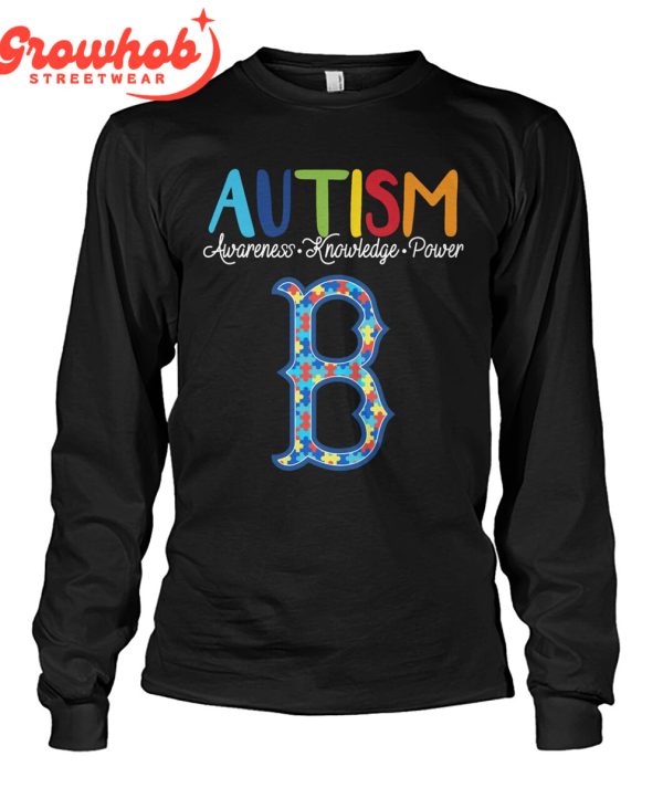Boston Red Sox MLB Autism Awareness Knowledge Power T-Shirt