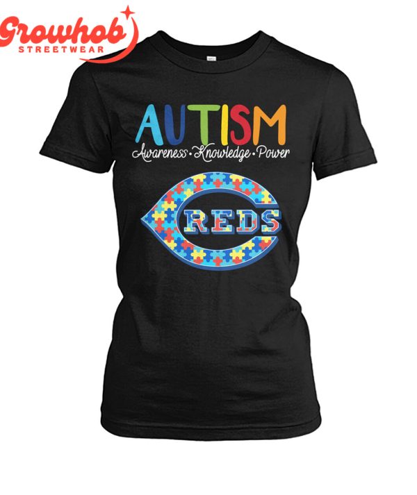 Cincinnati Reds MLB Autism Awareness Knowledge Power T-Shirt
