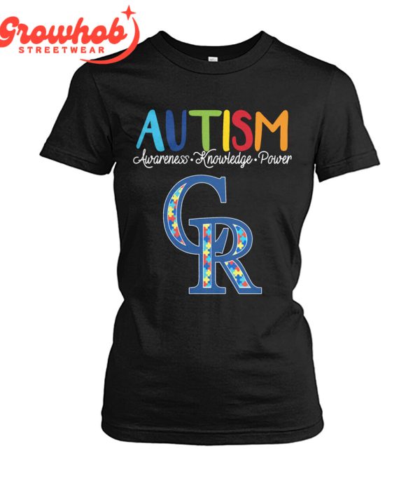 Colorado Rockies MLB Autism Awareness Knowledge Power T-Shirt