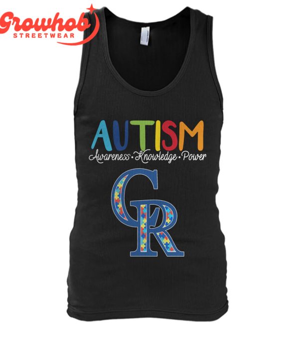 Colorado Rockies MLB Autism Awareness Knowledge Power T-Shirt