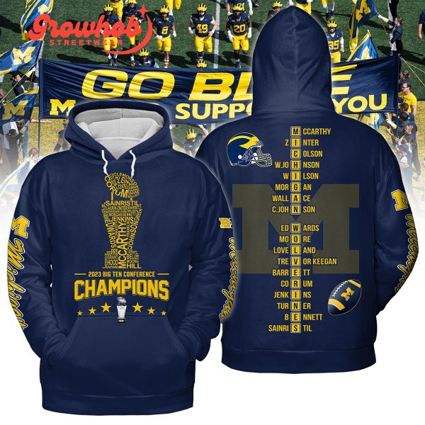Michigan Wolverines 2023 Big 10 Conference Champions Hoodie Shirts Blue Design