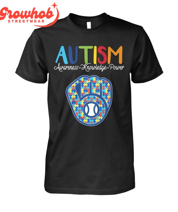 Milwaukee Brewers MLB Autism Awareness Knowledge Power T-Shirt