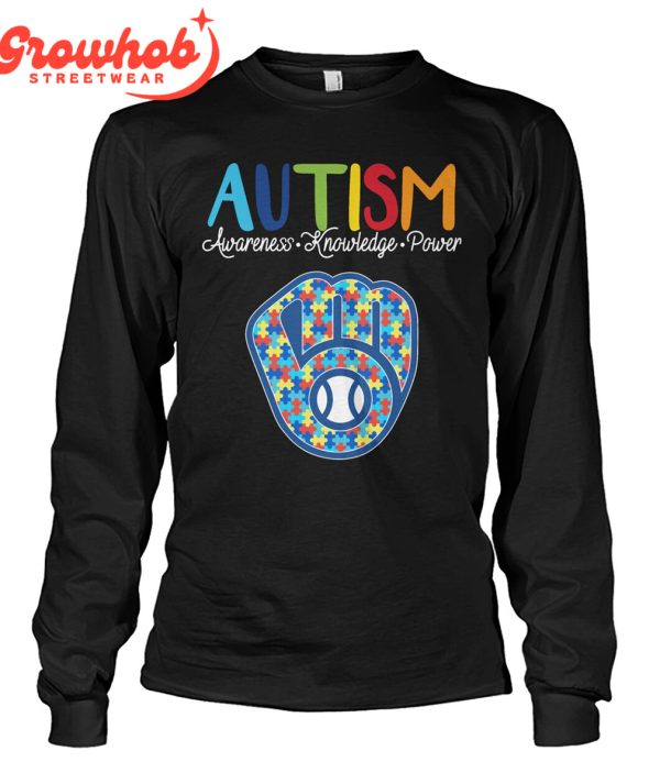 Milwaukee Brewers MLB Autism Awareness Knowledge Power T-Shirt