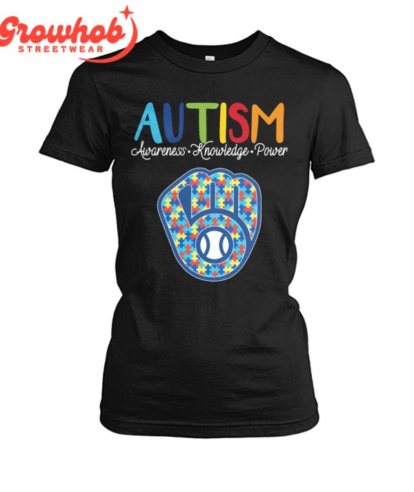 Milwaukee Brewers MLB Autism Awareness Knowledge Power T-Shirt