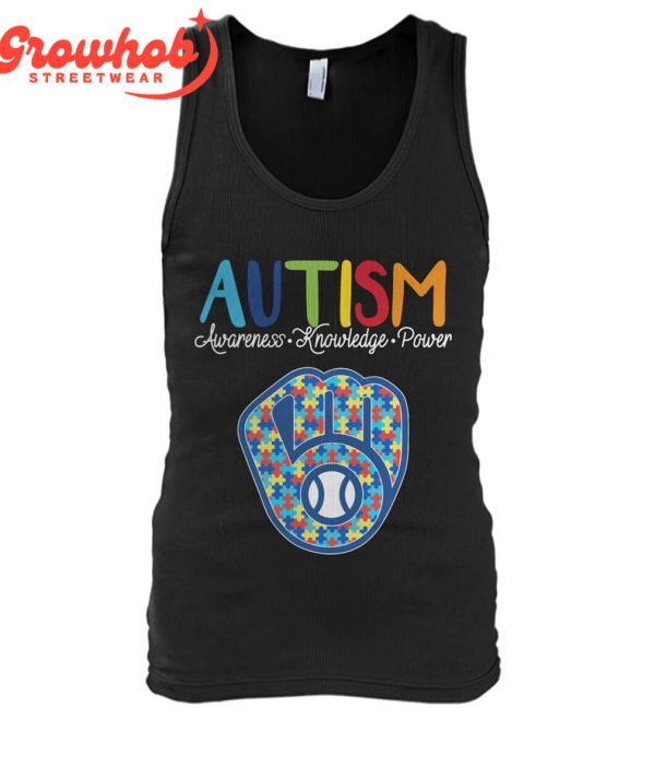 Milwaukee Brewers MLB Autism Awareness Knowledge Power T-Shirt