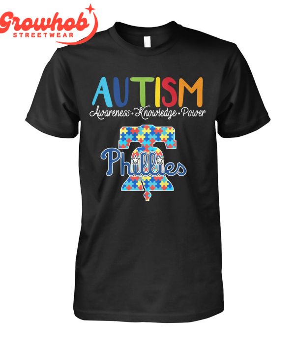 Philadelphia Phillies MLB Autism Awareness Knowledge Power T-Shirt