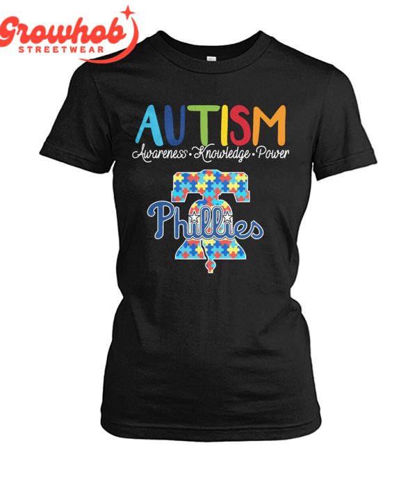 Philadelphia Phillies MLB Autism Awareness Knowledge Power T-Shirt