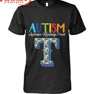 Texas Rangers MLB Autism Awareness Knowledge Power T-Shirt