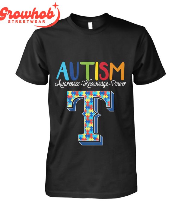 Texas Rangers MLB Autism Awareness Knowledge Power T-Shirt