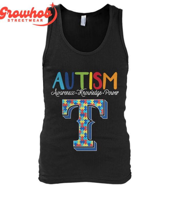 Texas Rangers MLB Autism Awareness Knowledge Power T-Shirt