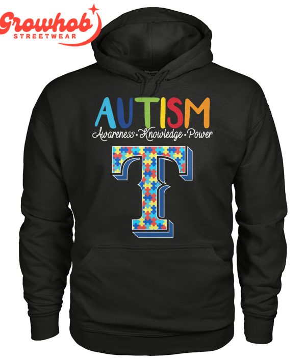 Texas Rangers MLB Autism Awareness Knowledge Power T-Shirt