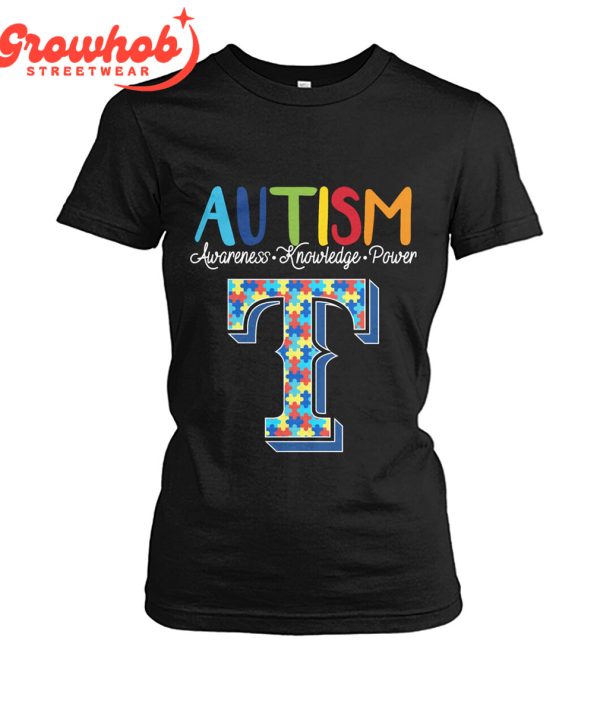 Texas Rangers MLB Autism Awareness Knowledge Power T-Shirt