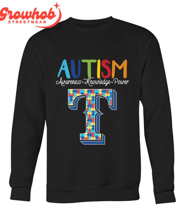 Texas Rangers MLB Autism Awareness Knowledge Power T-Shirt