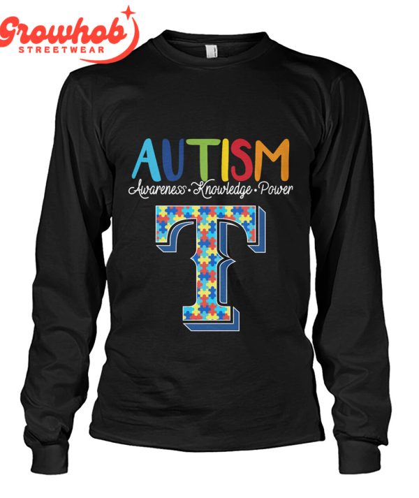 Texas Rangers MLB Autism Awareness Knowledge Power T-Shirt