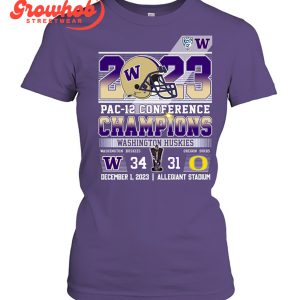 Washington Huskies 2023 Pac 12 Conference Champions Football Team T-Shirt