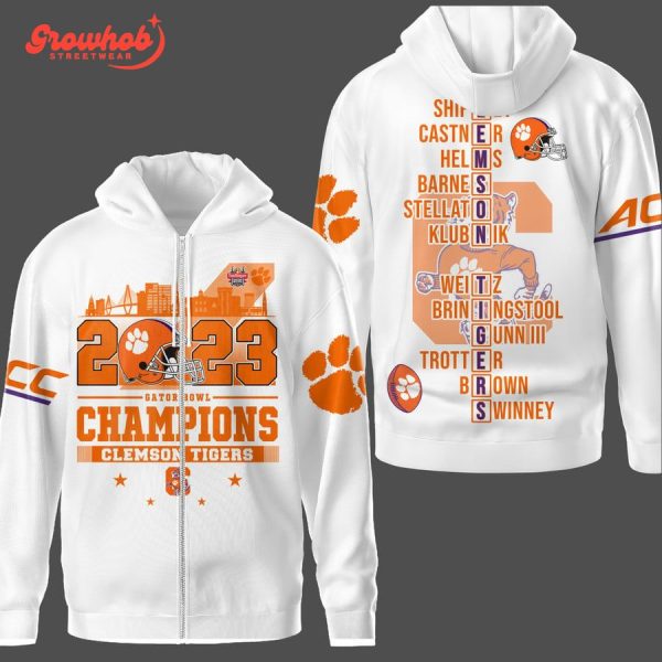 Clemson Tigers Gator Bowl Champions 2023 Hoodie Shirts White Design