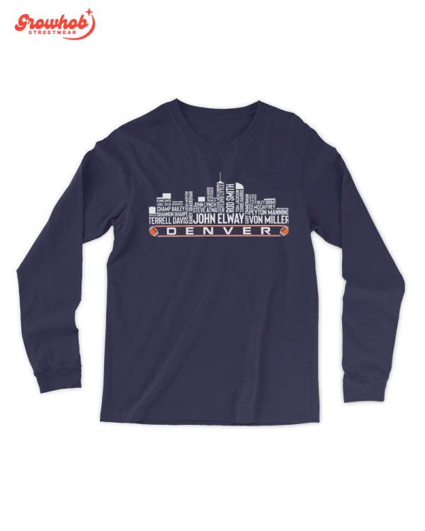 Denver Broncos Football Legends Denver City Skyline T-Shirt