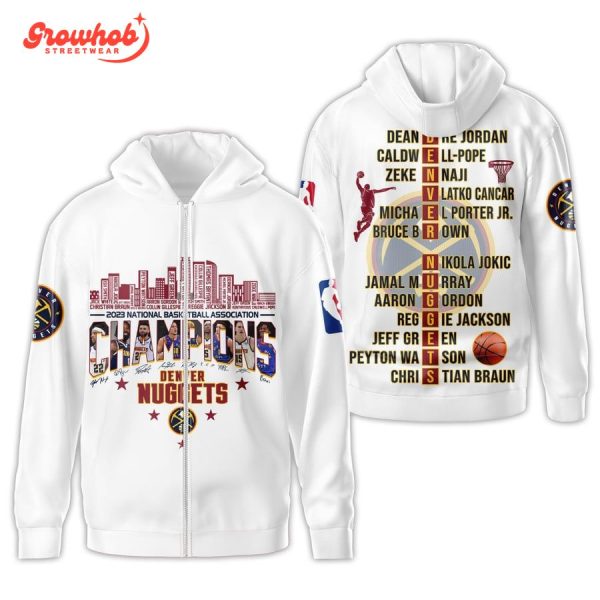 Denver Nuggets White Version 2023 NBA Champions Hoodie T-Shirt