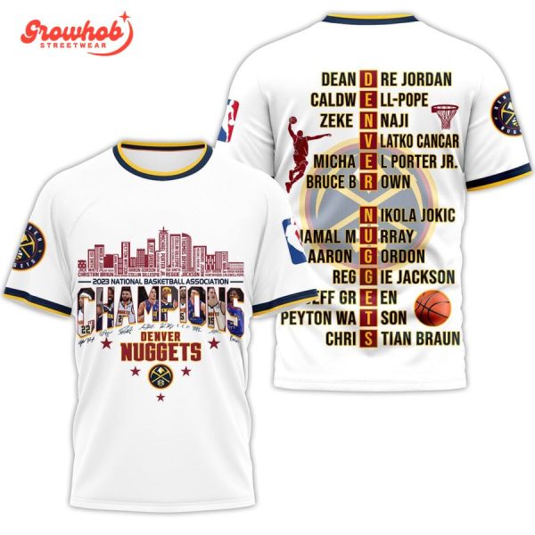 Denver Nuggets White Version 2023 NBA Champions Hoodie T-Shirt