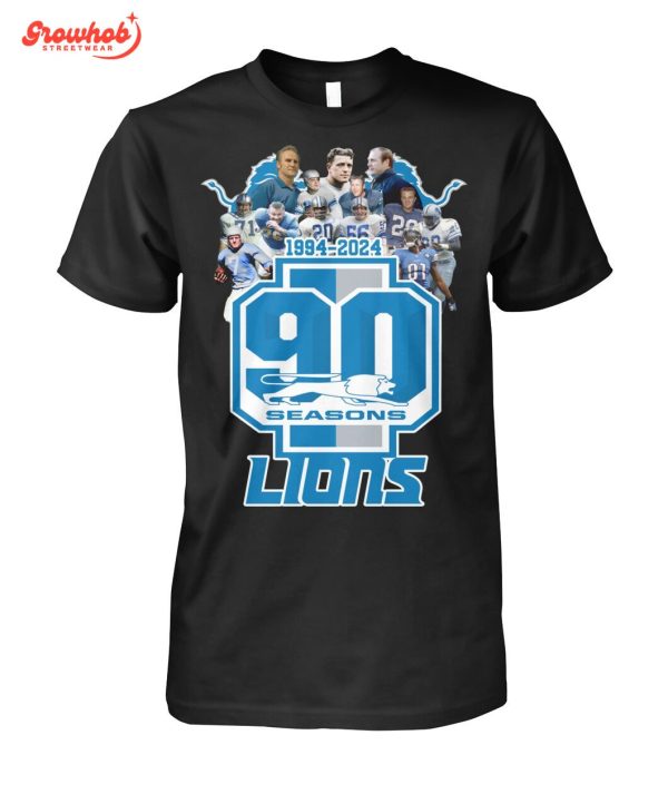 Detroit Lions 1994-2024 90 Seasons Lions T-Shirt