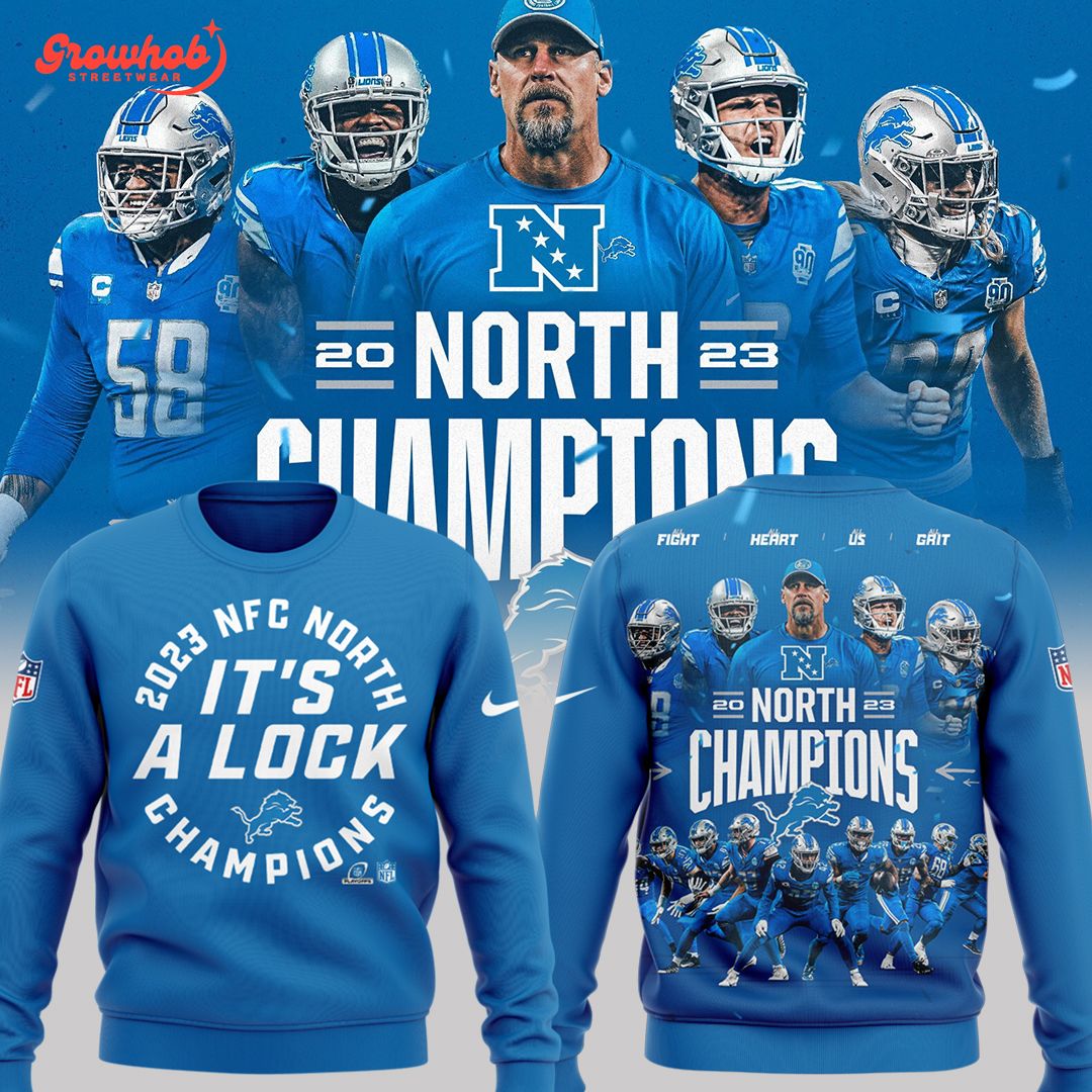 Detroit Lions Champs 2023 NFC North Blue Hoodie Shirts