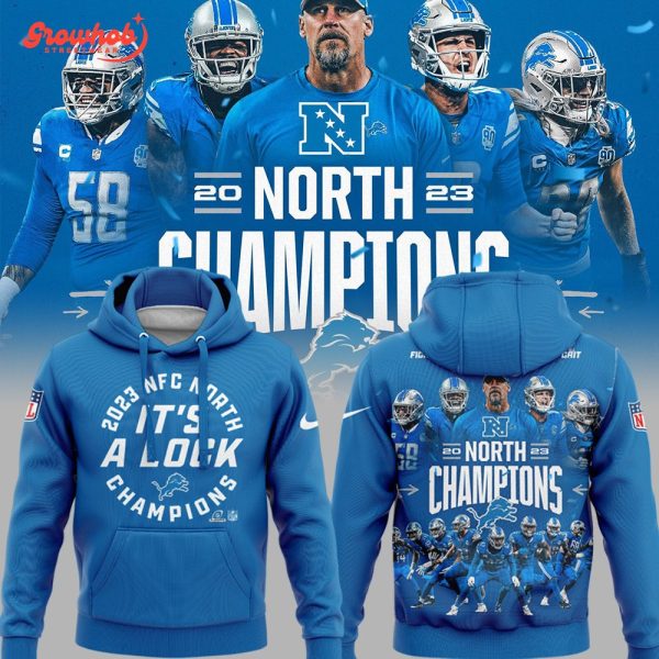 Detroit Lions Champs 2023 NFC North Blue Hoodie Shirts