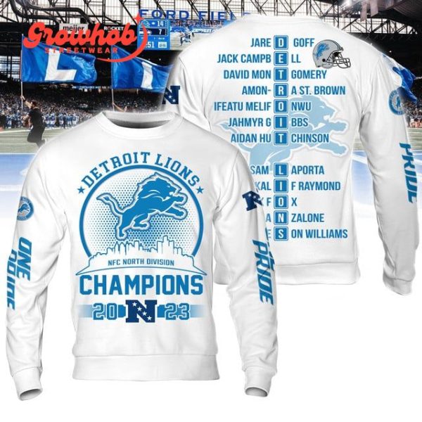 Detroit Lions NFC North Division Champions 2023 White Design Hoodie Shirts