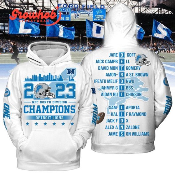 Detroit Lions North Division Champions 2023 White Design Hoodie Shirts