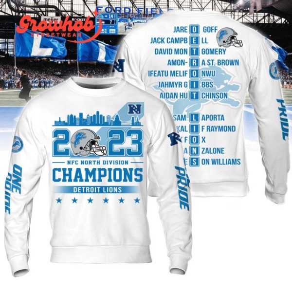 Detroit Lions North Division Champions 2023 White Design Hoodie Shirts