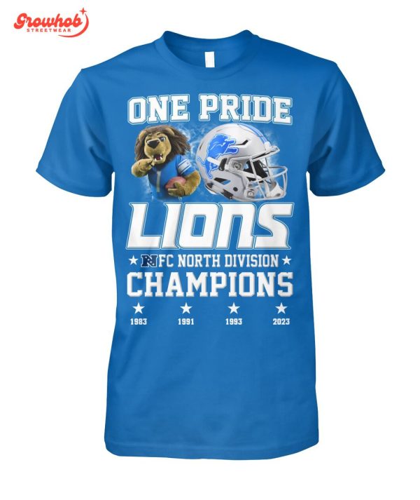 Detroit Lions Roary 2023 NFC North Division Champions One Pride T-Shirt