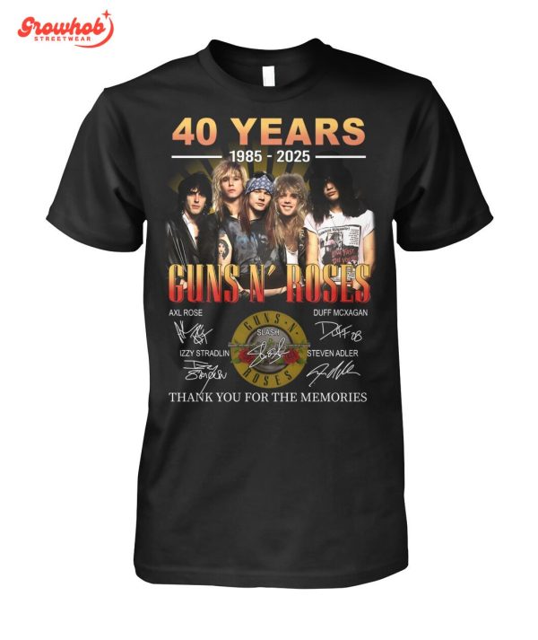 Gun N’ Roses 40 Years 1985-2025 Memories T-Shirt