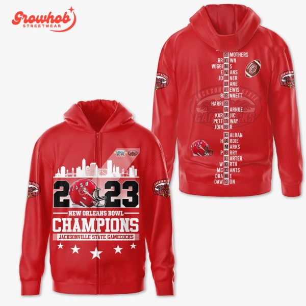 Jacksonville State Gamecocks 2023 New Orleans Bowl Champions Hoodie Shirts Red