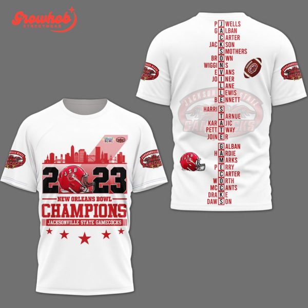 Jacksonville State Gamecocks White 2023 New Orleans Bowl Champions Hoodie Shirts