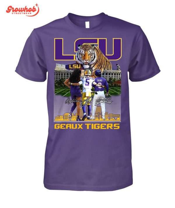 LSU Tigers Geaux Tigers Angelina Lee Jayden Daniels Dylan Crews T-Shirt