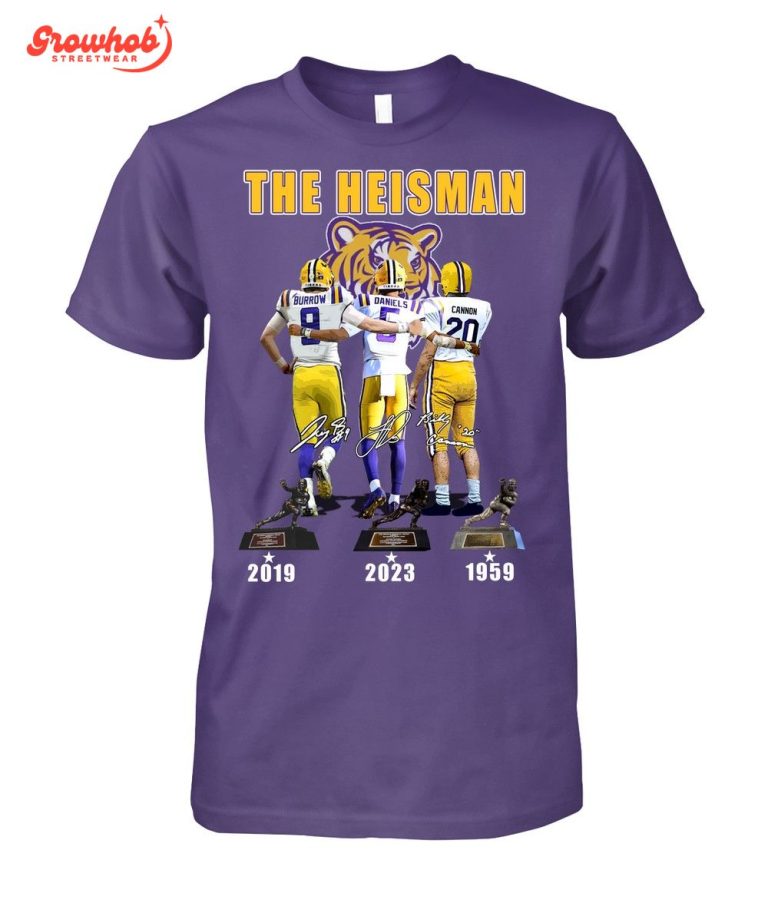 LSU Tigers The Heisman Trophy Jayden Daniels Joe Burrow Billy Cannon T-Shirt