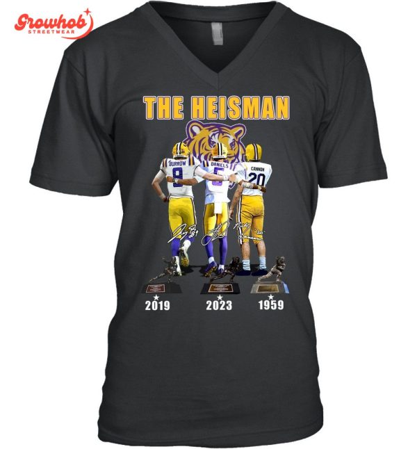 LSU Tigers The Heisman Trophy Jayden Daniels Joe Burrow Billy Cannon T-Shirt