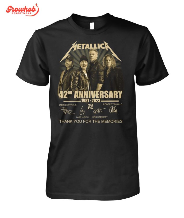 Metallic 42nd Anniversary Thank You For The Memories T-Shirt