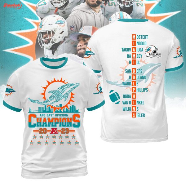 Miami Dolphins AFC East Division Champions 2023 White Hoodie Shirts