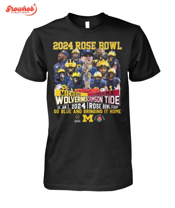 Michigan Wolverines Alabama Crimson Tide 2024 Rose Bowl Go Blue T-Shirt