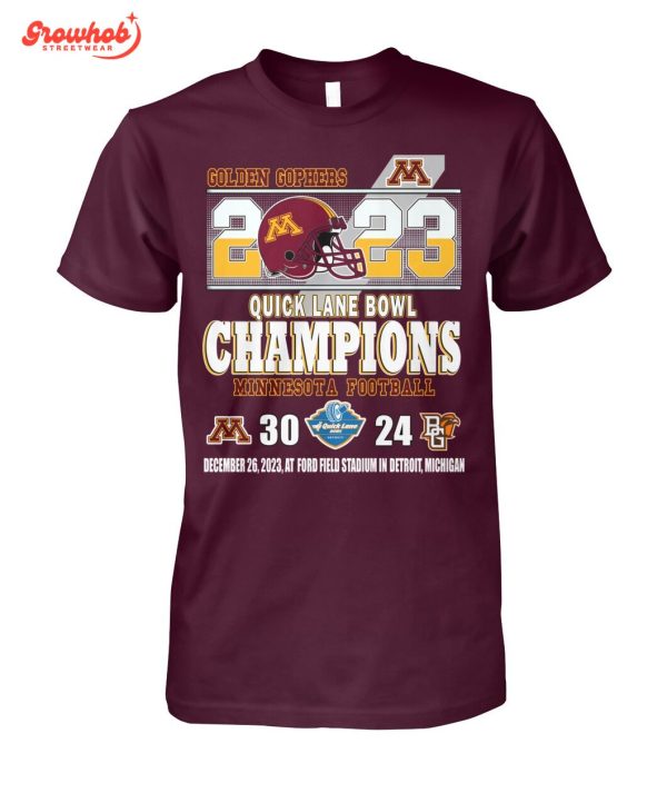 Minnesota Golden Gophers Quick Lane Bowl 2023 Champions T-Shirt